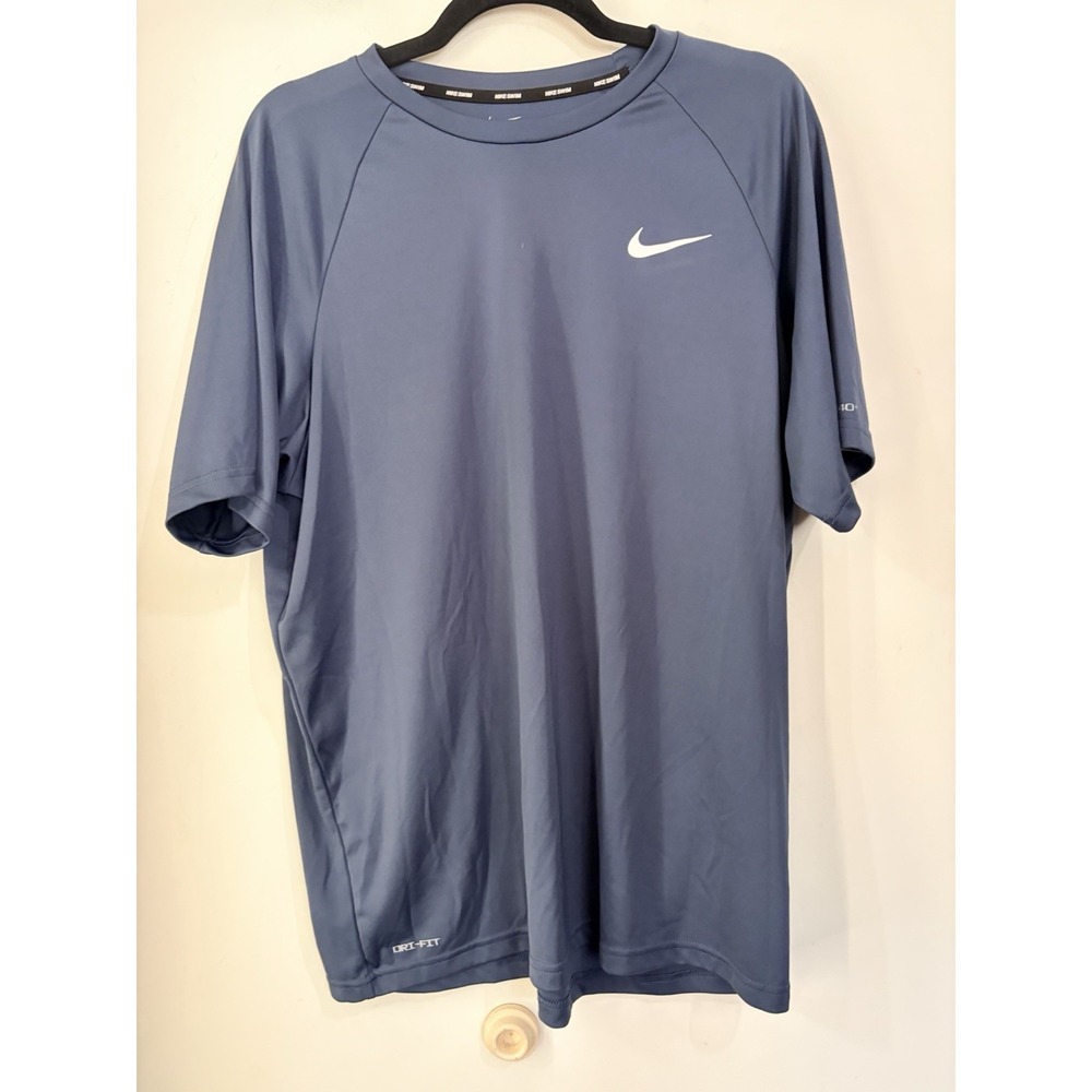 Nike Swim Dri-FIT UPF 40+ Swim Shirt Men's XL Blue Rash Guard Short Sleeve